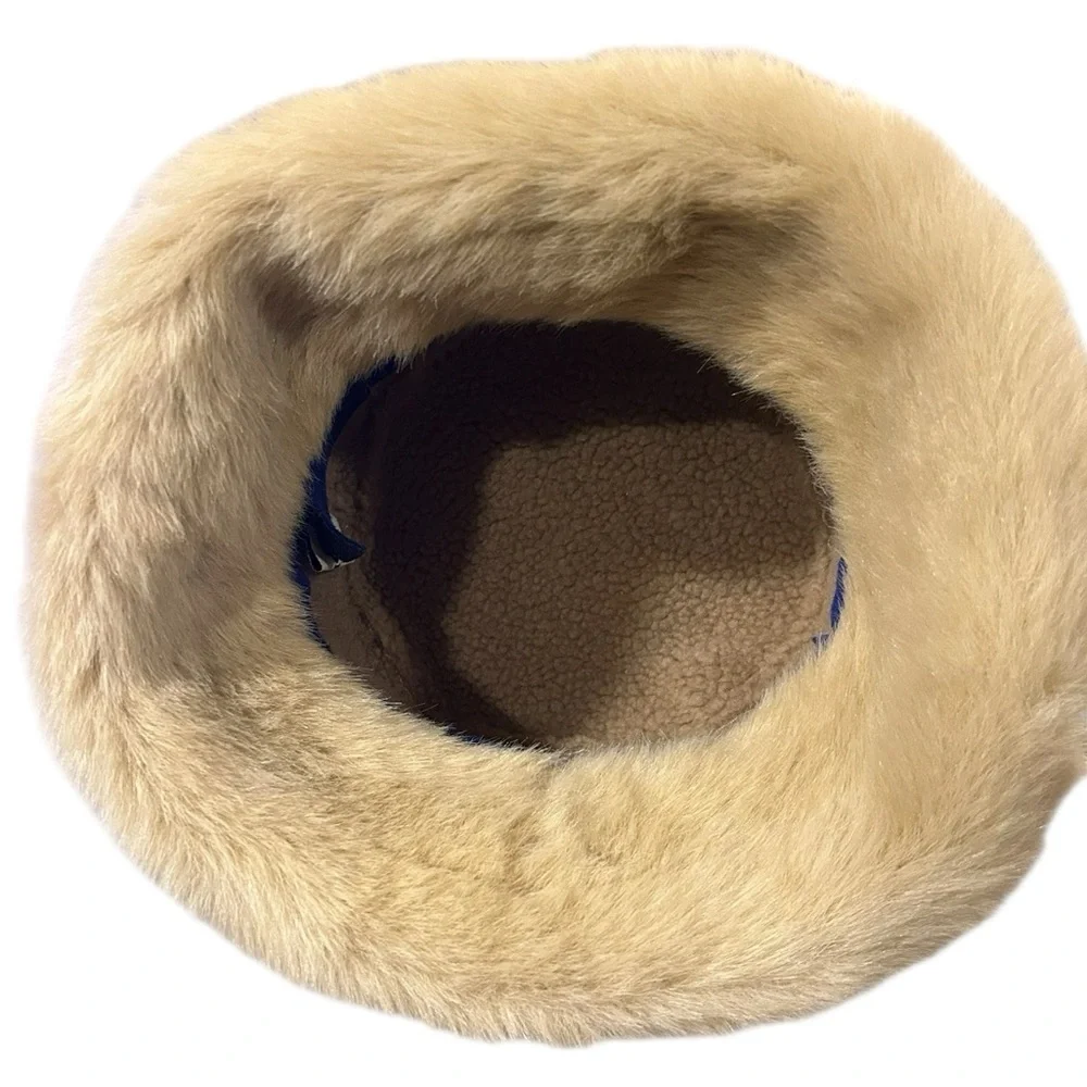 Betmar New York Tan Faux Suede Winter Hat Faux Fur Trim One Size